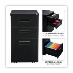 Hot 14.96 in. x 19.29 in. x 27.75 in. 3-Drawers: Box/Box/File Legal/Letter Left or Right File Pedestal - Black Office Furniture & Lighting