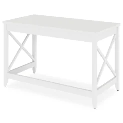 Discount 47.24 in. x 23.62 in. x 29.53 in. Farmhouse Writing Desk - White Office Furniture & Lighting