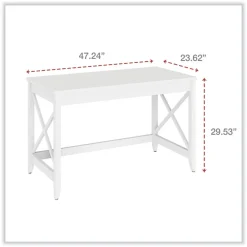 Discount 47.24 in. x 23.62 in. x 29.53 in. Farmhouse Writing Desk - White Office Furniture & Lighting