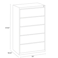 Discount 30 in. x 18.62 in. x 67.62 in. Five Legal/Letter/A4-Size File Drawers Lateral File Cabinet - Light Gray Office Furniture & Lighting