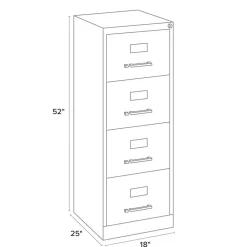 Sale 18 in. x 25 in. x 52 in. Legal-Size 4-Drawer Economy Vertical File - Light Gray Office Furniture & Lighting