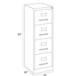 15 in. x 25 in. x 52 in. Letter-Size 4-Drawer Economy Vertical File - Light Gray Office Furniture & Lighting