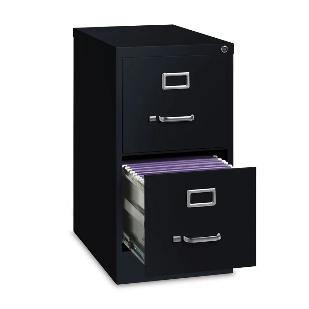 Best 15 in. x 22 in. x 28.37 in. Letter-Size Two-Drawer Economy Vertical File - Black Office Furniture & Lighting