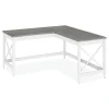 Sale 58.27 in. x 58.27 in. x 29.53 in. L-Shaped Farmhouse Desk - Gray/White Office Furniture & Lighting