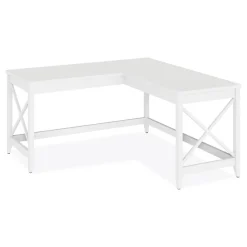 Discount 58.27 in. x 58.27 in. x 29.53 in. L-Shaped Farmhouse Desk - White Office Furniture & Lighting