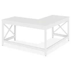 Discount 58.27 in. x 58.27 in. x 29.53 in. L-Shaped Farmhouse Desk - White Office Furniture & Lighting