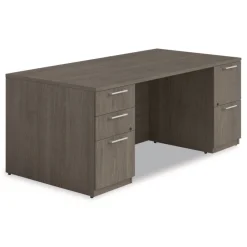 Clearance 72 in. x 36 in. x 29 in. Seville Series Double Pedestal Desk - Walnut Office Furniture & Lighting