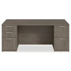 Clearance 72 in. x 36 in. x 29 in. Seville Series Double Pedestal Desk - Walnut Office Furniture & Lighting