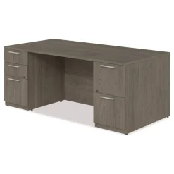 Clearance 72 in. x 36 in. x 29 in. Seville Series Double Pedestal Desk - Walnut Office Furniture & Lighting