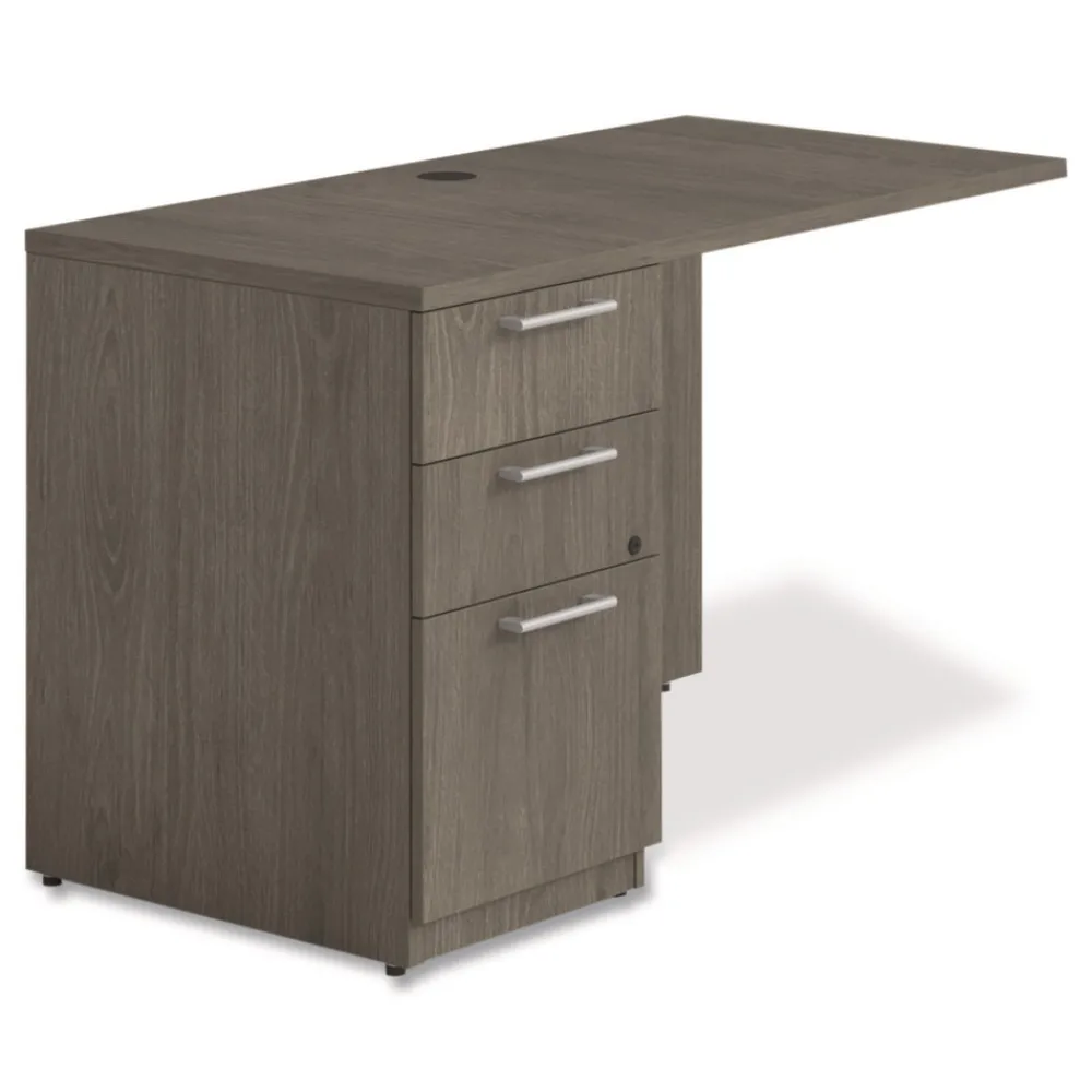 Hot 48 in. x 24 in. x 29 in. Seville Series Left Desk Return with Pedestal - Walnut Office Furniture & Lighting