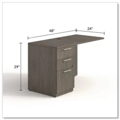 Hot 48 in. x 24 in. x 29 in. Seville Series Left Desk Return with Pedestal - Walnut Office Furniture & Lighting