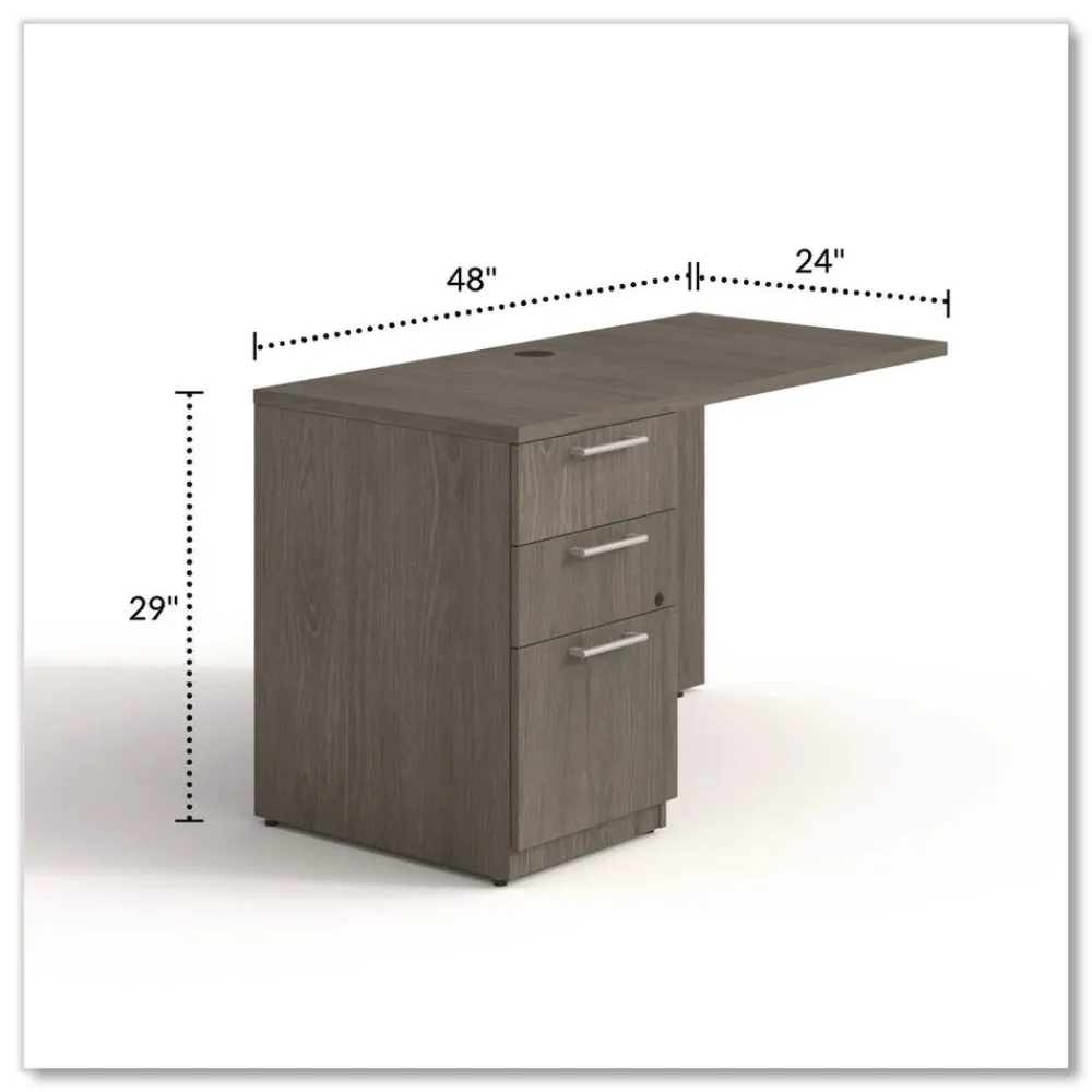 Hot 48 in. x 24 in. x 29 in. Seville Series Left Desk Return with Pedestal - Walnut Office Furniture & Lighting