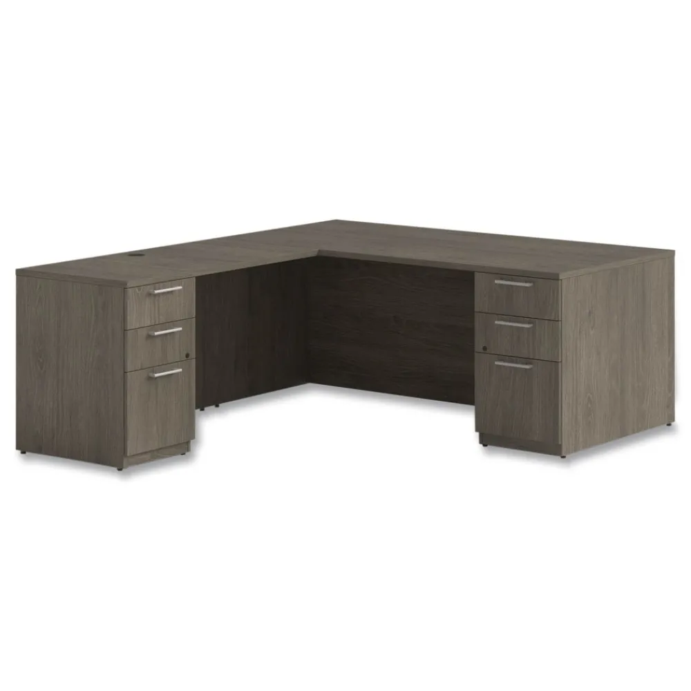 Hot 48 in. x 24 in. x 29 in. Seville Series Left Desk Return with Pedestal - Walnut Office Furniture & Lighting