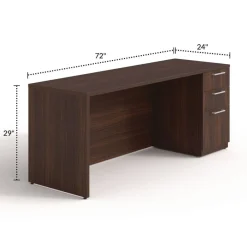 Online 72 in. x 24 in. x 29 in. Seville Series Credenza with Right Pedestal - Mahogany Office Furniture & Lighting