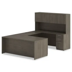 New 72 in. x 24 in. x 29 in. Seville Series Credenza with Right Pedestal - Walnut Office Furniture & Lighting