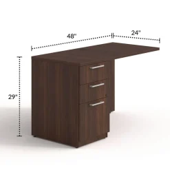 Outlet 48 in. x 24 in. x 29 in. Seville Series Left Desk Return with Pedestal - Mahogany Office Furniture & Lighting