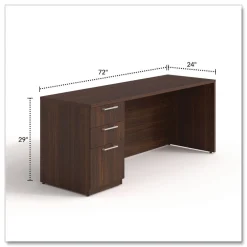 New 72 in. x 24 in. x 29 in. Seville Series Credenza with Left Pedestal - Mahogany Office Furniture & Lighting
