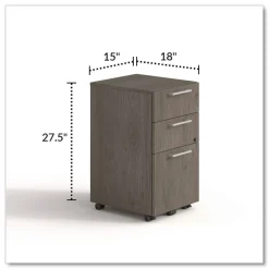 15 in. x 18 in. x 27 in. Seville Series 3-Drawer Legal File Mobile Pedestal - Walnut Office Furniture & Lighting