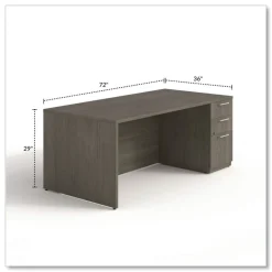 Outlet 72 in. x 36 in. x 29 in. Seville Series Single Right Pedestal Desk - Walnut Office Furniture & Lighting