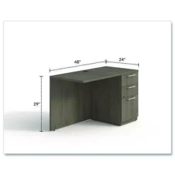 Discount 48 in. x 24 in. x 29 in. Seville Series Right Desk Return with Pedestal - Walnut Office Furniture & Lighting