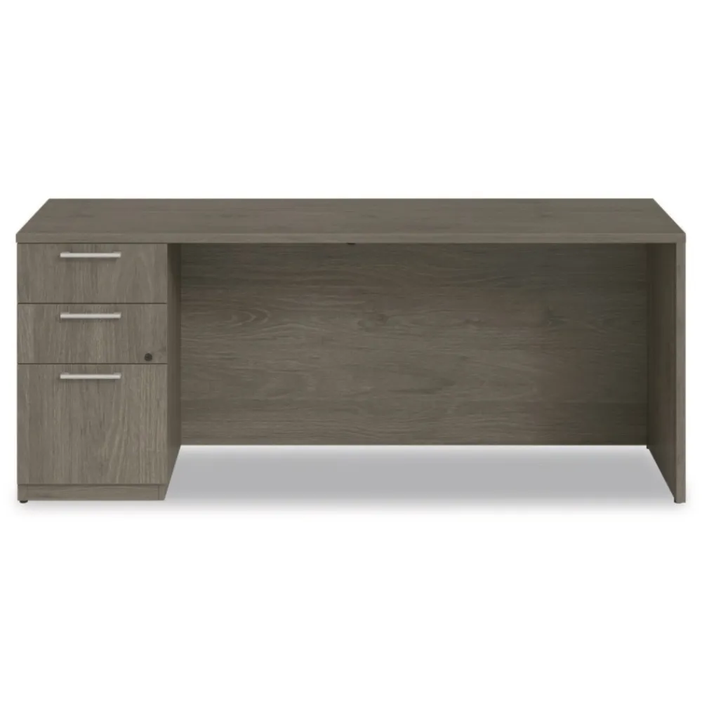 Hot 72 in. x 24 in. x 29 in. Seville Series Credenza with Left Pedestal - Walnut Office Furniture & Lighting