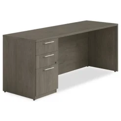 Hot 72 in. x 24 in. x 29 in. Seville Series Credenza with Left Pedestal - Walnut Office Furniture & Lighting