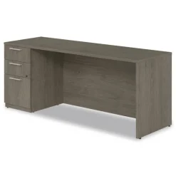 Hot 72 in. x 24 in. x 29 in. Seville Series Credenza with Left Pedestal - Walnut Office Furniture & Lighting