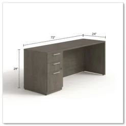 Hot 72 in. x 24 in. x 29 in. Seville Series Credenza with Left Pedestal - Walnut Office Furniture & Lighting