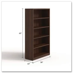 36 in. x 14 in. x 65 in. 5-Shelf Seville Bookcase - Mahogany Office Furniture & Lighting