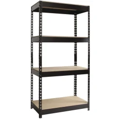 New 30 in. x 16 in. x 60 in. 4-Shelf Steel Shelving Unit with Particleboard Shelves - Black Office Furniture & Lighting