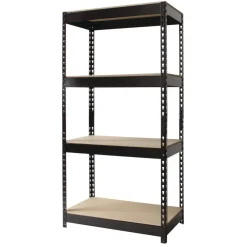 New 30 in. x 16 in. x 60 in. 4-Shelf Steel Shelving Unit with Particleboard Shelves - Black Office Furniture & Lighting