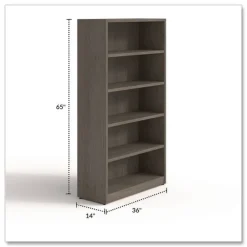 Sale 36 in. x 14 in. x 65 in. 5-Shelf Seville Bookcase - Walnut Office Furniture & Lighting