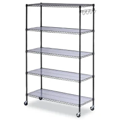 New 48 in. x 18 in. x 72 in. 5-Shelf Wire Shelving Kit with Casters and Shelf Liners - Black Anthracite Trash & Waste Bins
