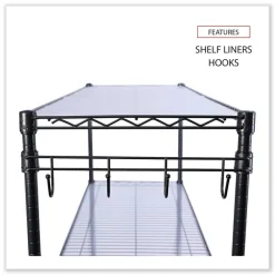 New 48 in. x 18 in. x 72 in. 5-Shelf Wire Shelving Kit with Casters and Shelf Liners - Black Anthracite Trash & Waste Bins