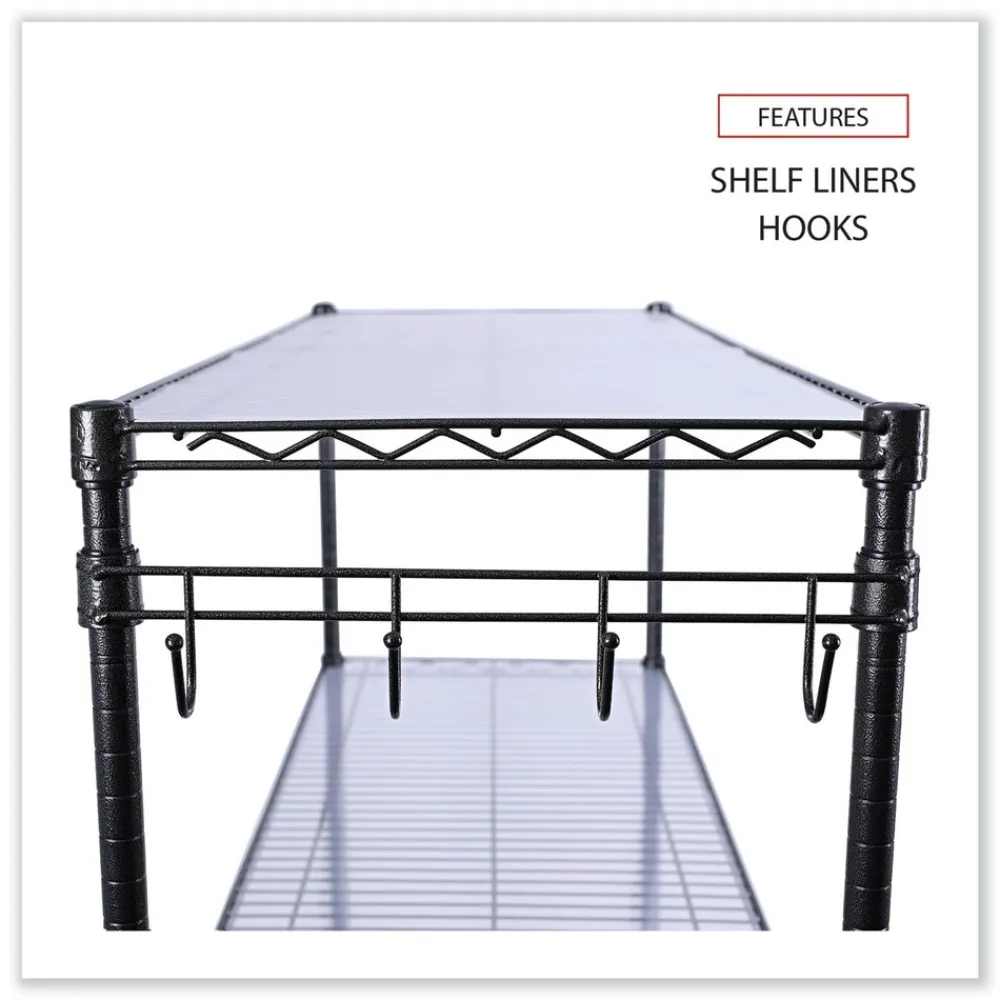 New 48 in. x 18 in. x 72 in. 5-Shelf Wire Shelving Kit with Casters and Shelf Liners - Black Anthracite Trash & Waste Bins
