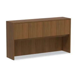 New 64.75 in. x 15 in. x 35.38 in. Valencia Series 4-Compartment Hutch with Doors - Modern Walnut Office Furniture & Lighting