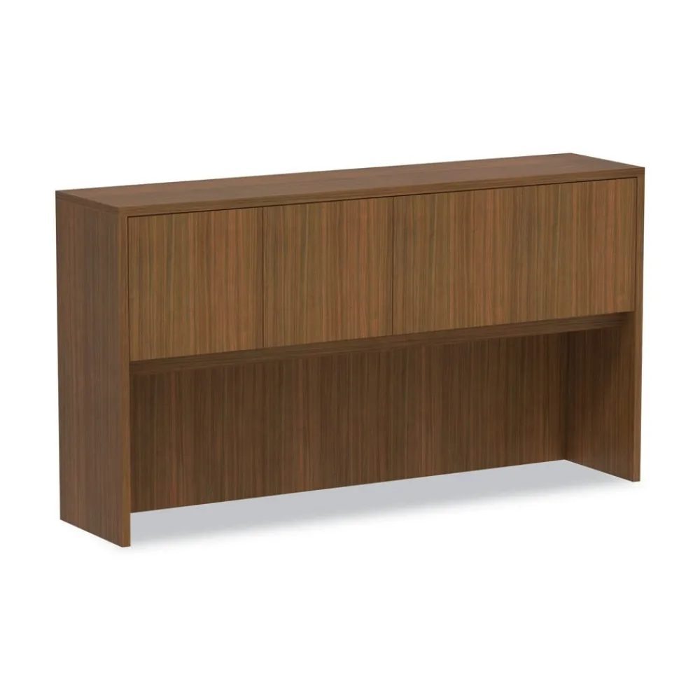 New 64.75 in. x 15 in. x 35.38 in. Valencia Series 4-Compartment Hutch with Doors - Modern Walnut Office Furniture & Lighting