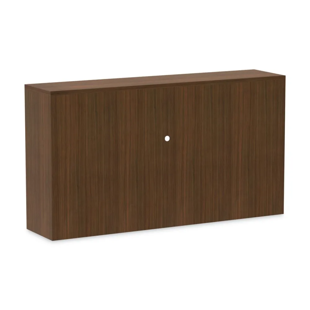 New 64.75 in. x 15 in. x 35.38 in. Valencia Series 4-Compartment Hutch with Doors - Modern Walnut Office Furniture & Lighting