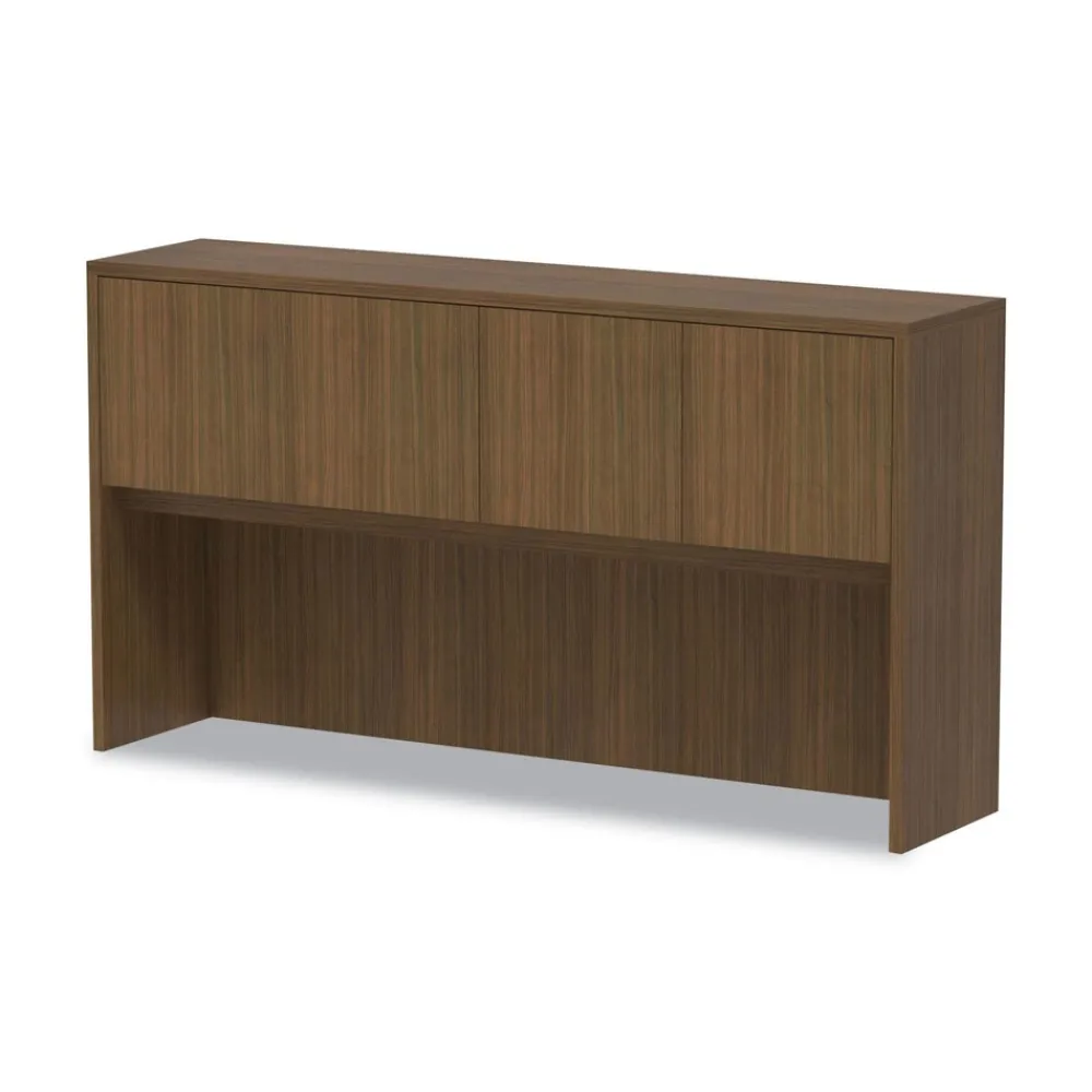 New 64.75 in. x 15 in. x 35.38 in. Valencia Series 4-Compartment Hutch with Doors - Modern Walnut Office Furniture & Lighting