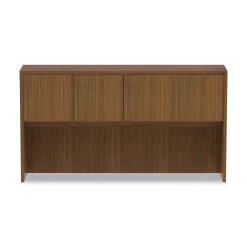 New 64.75 in. x 15 in. x 35.38 in. Valencia Series 4-Compartment Hutch with Doors - Modern Walnut Office Furniture & Lighting