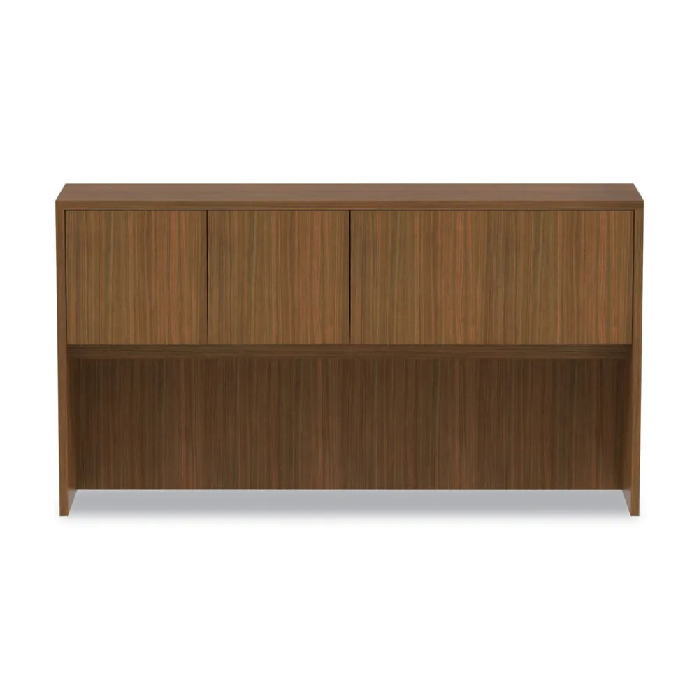 New 64.75 in. x 15 in. x 35.38 in. Valencia Series 4-Compartment Hutch with Doors - Modern Walnut Office Furniture & Lighting