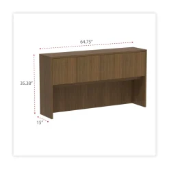 New 64.75 in. x 15 in. x 35.38 in. Valencia Series 4-Compartment Hutch with Doors - Modern Walnut Office Furniture & Lighting