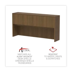 New 64.75 in. x 15 in. x 35.38 in. Valencia Series 4-Compartment Hutch with Doors - Modern Walnut Office Furniture & Lighting