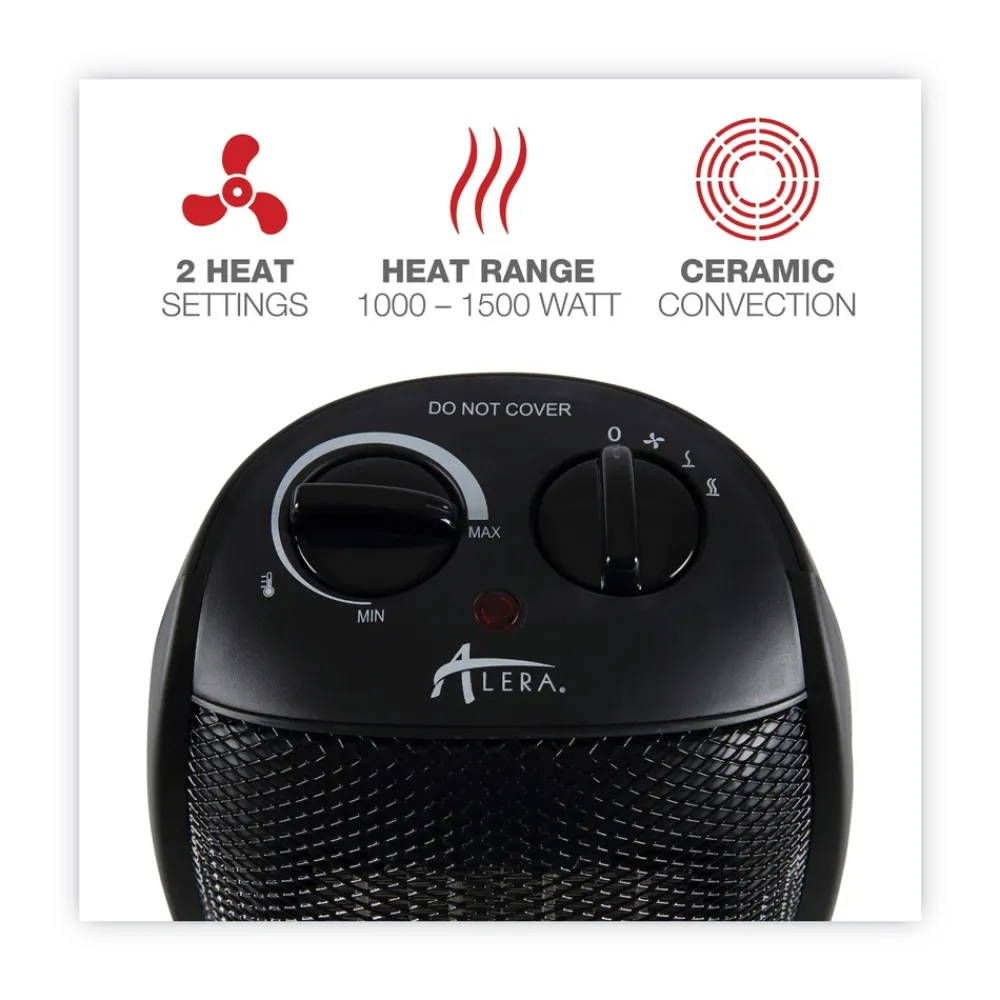 1500 W 7.12 in. x 5.87 in. x 8.75 in. Ceramic Heater - Black Heaters