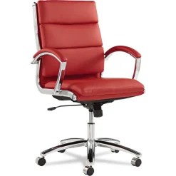 Hot Neratoli Series Mid-Back Swivel/tilt Chair, Red Soft Leather, Chrome Frame Office Furniture & Lighting