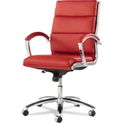 Hot Neratoli Series Mid-Back Swivel/tilt Chair, Red Soft Leather, Chrome Frame Office Furniture & Lighting
