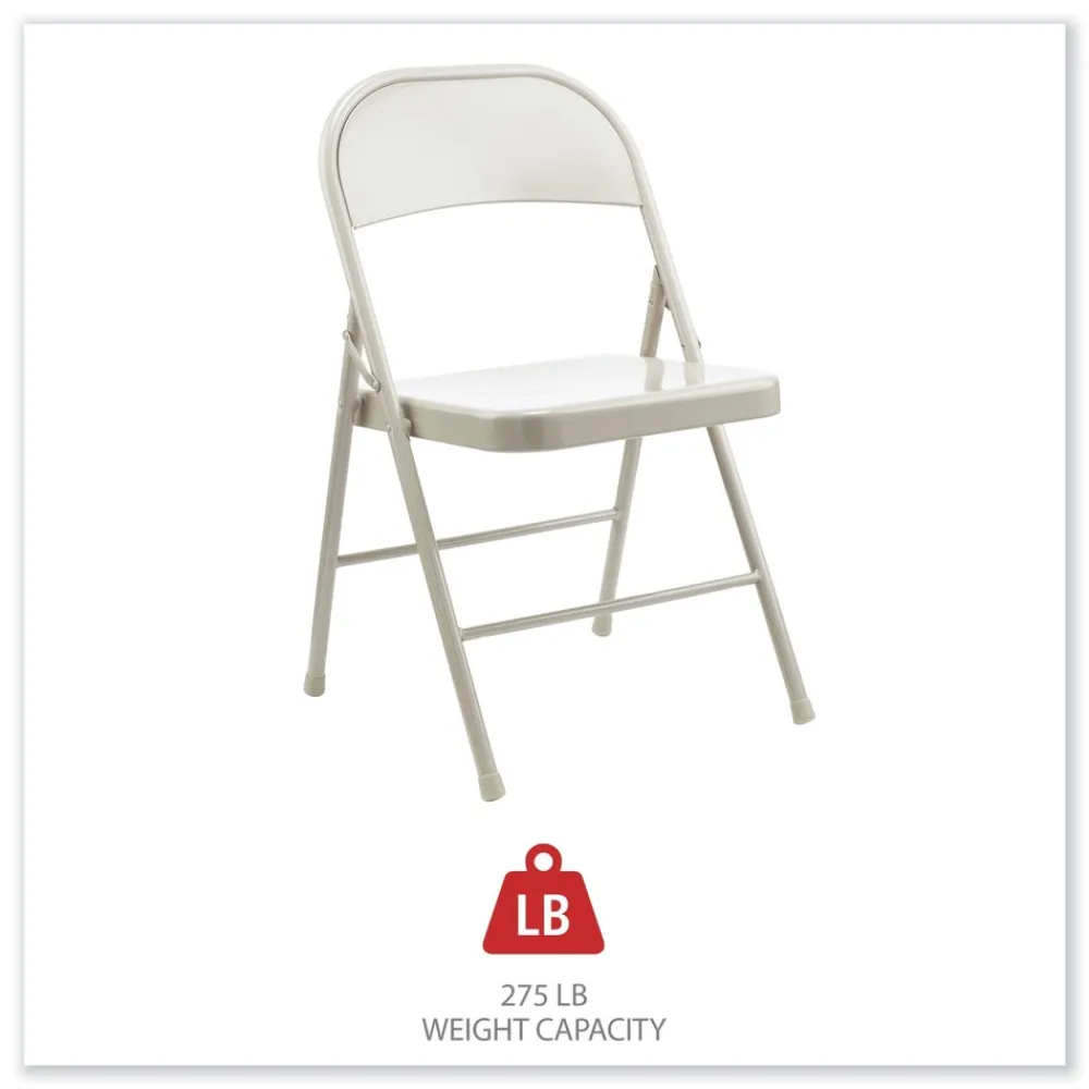 Hot Armless Steel Folding Chair Supports Up to 275 lbs. - Taupe (4/Carton) Office Furniture & Lighting