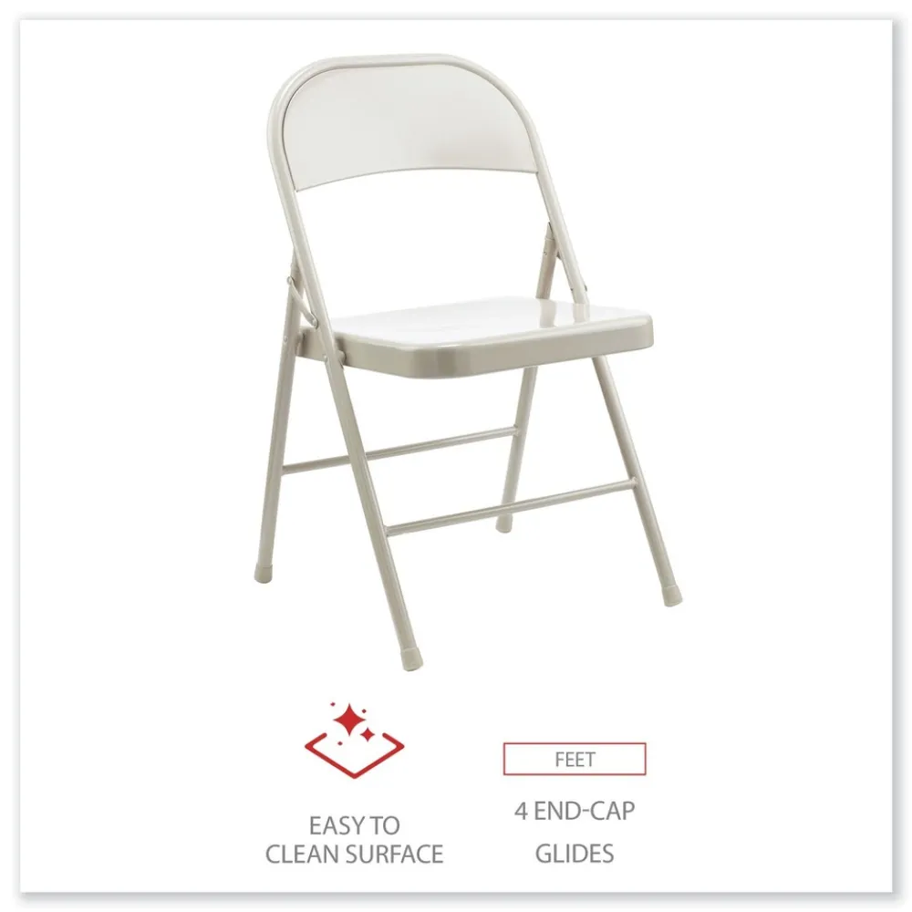 Hot Armless Steel Folding Chair Supports Up to 275 lbs. - Taupe (4/Carton) Office Furniture & Lighting