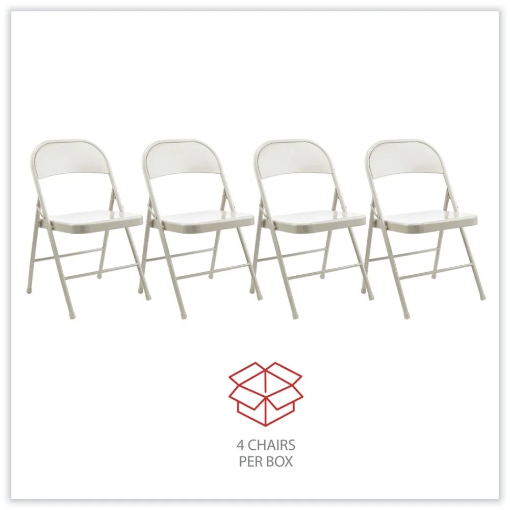 Hot Armless Steel Folding Chair Supports Up to 275 lbs. - Taupe (4/Carton) Office Furniture & Lighting