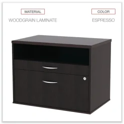 Clearance Open Office Desk Series 29.5 x 19.13 x 22.88 Legal/Letter Low File 2-Drawer Cabinet Credenza - Espresso Office Furniture & Lighting